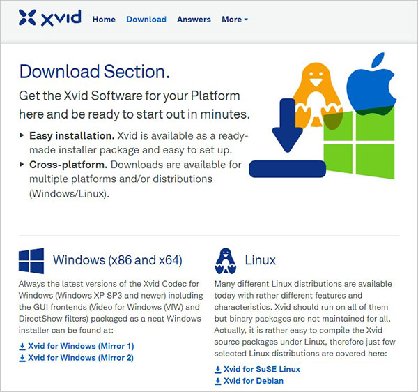 Xvidのダウンロード方法